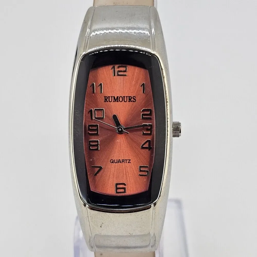 Rumours Women's Watch 22MM Pink Orange Dial Clear‎ Plastic Bands New Battery